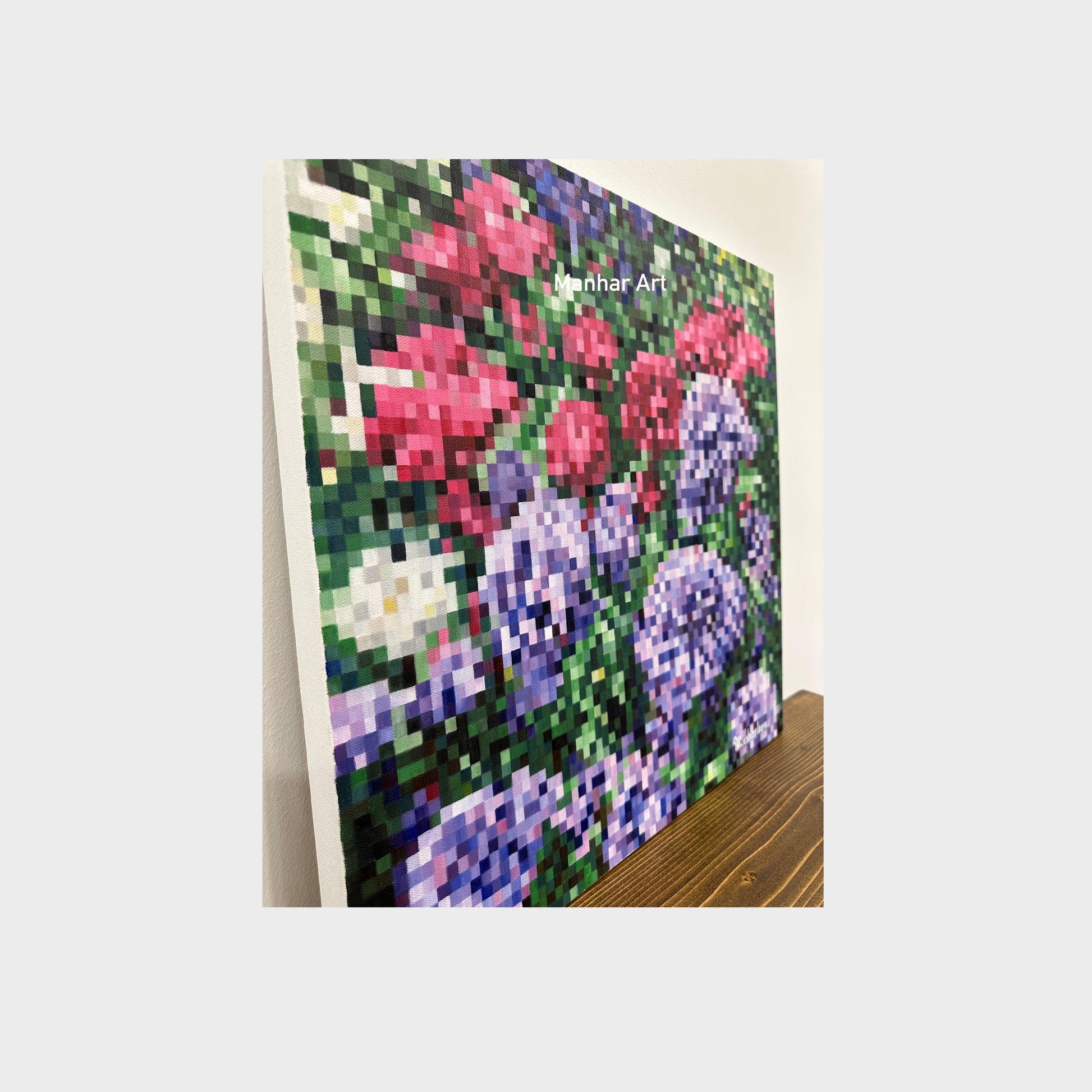 Zoomed up of Original Oil Painting on canvas Lavender flowers, for sale, as home decor and wall decor.