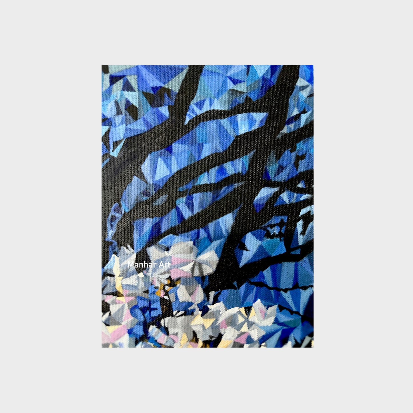 Zoom in of Original Oil Painting on canvas Blossoms, for sale, as home decor and wall decor.