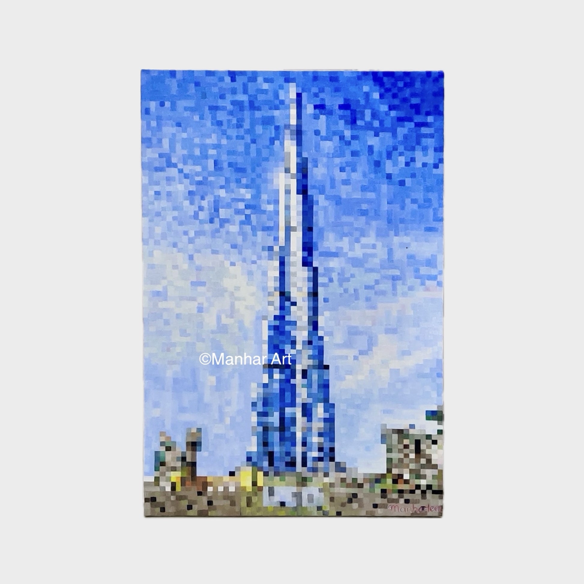 Original Oil Painting on canvas Burj Khalifa, for sale, as home decor and wall decor.