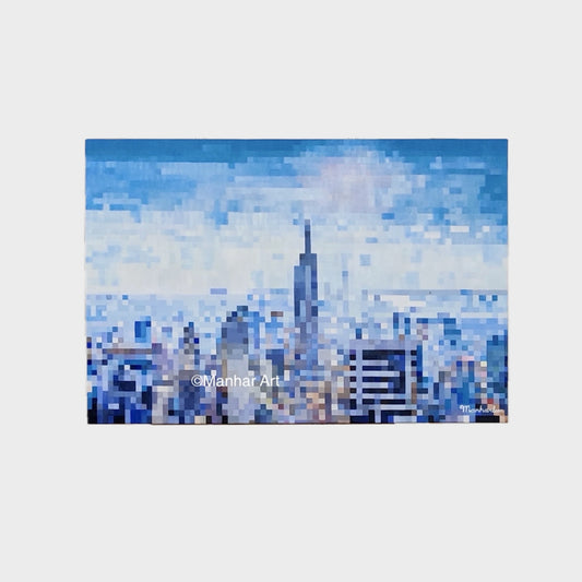 Original Oil Painting on canvas New York Skyline, for sale, as home decor and wall decor.