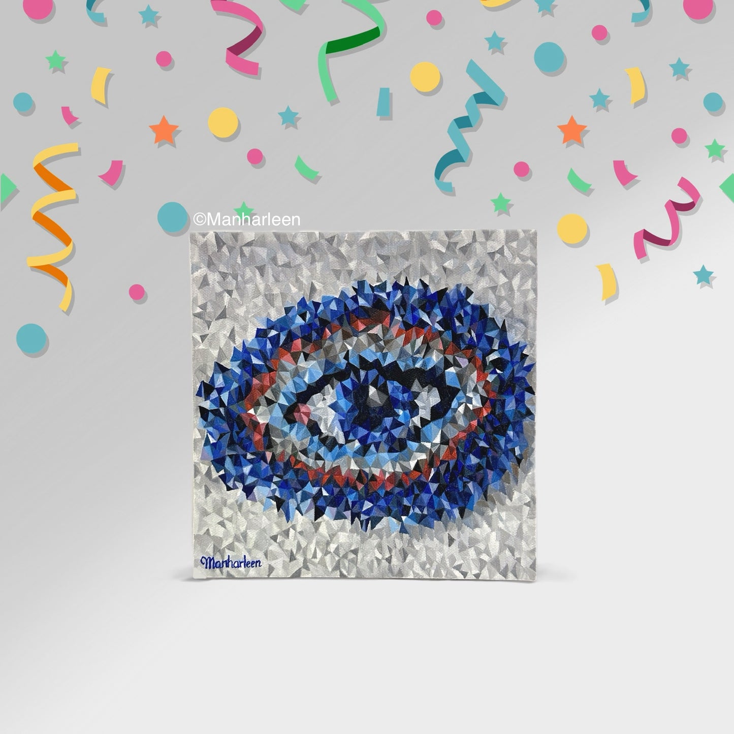 Art Print of Original Oil Painting on canvas, Bye Evil Eye, for sale.